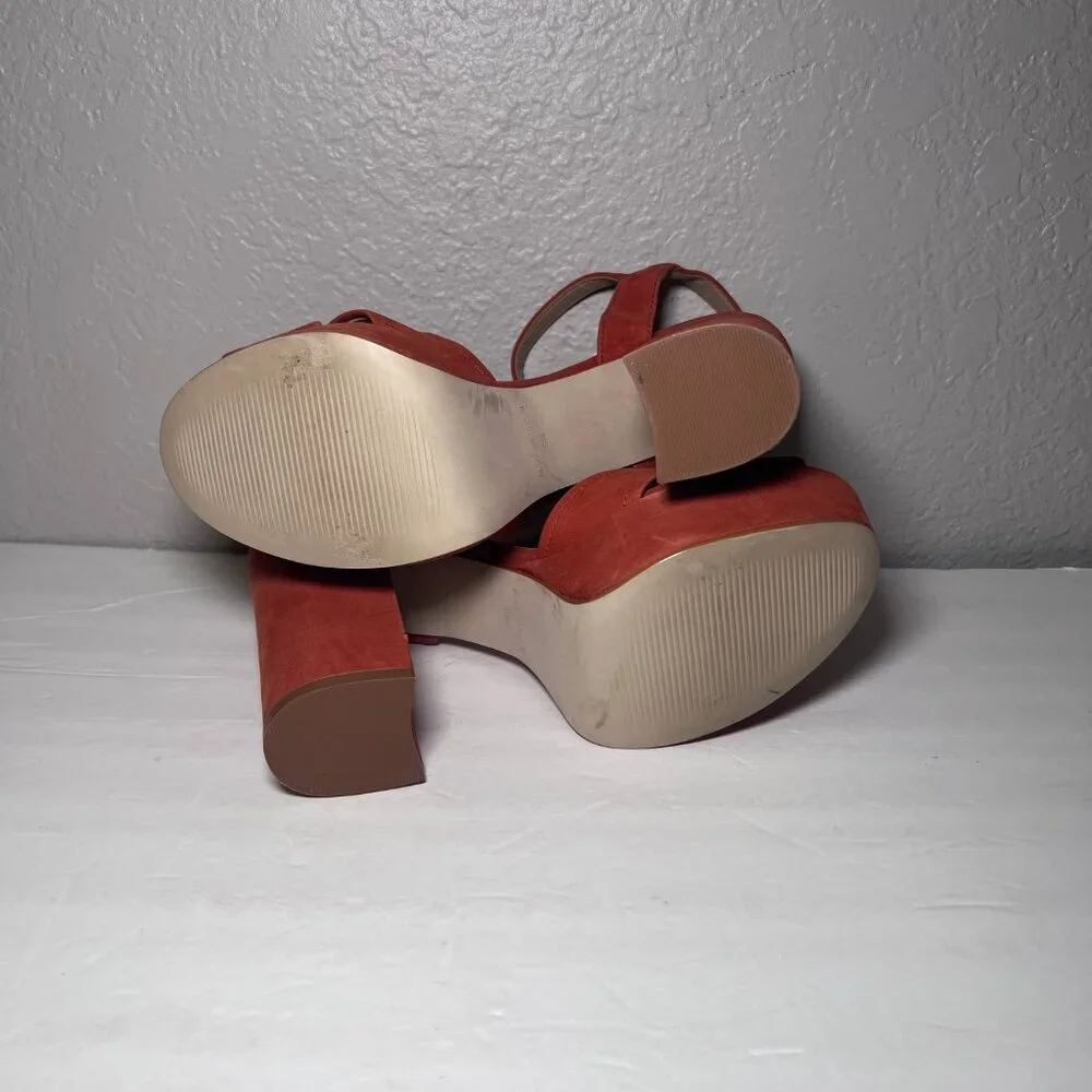 Steve Madden Platform Suede Strappy Sandals Rust Orange